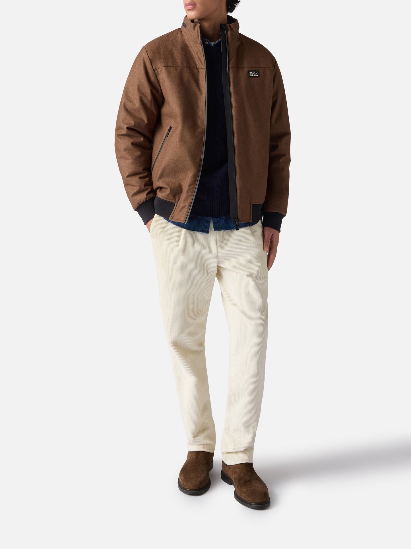 Wooly brown bomber jacket Country with teddy lining