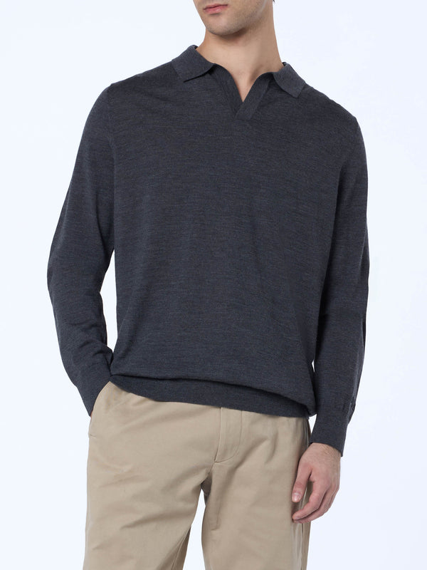 Man charcoal merino polo Covent