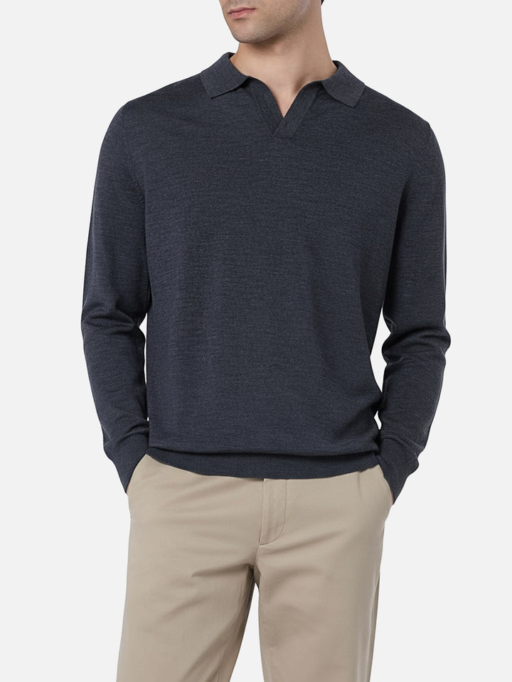 Anthrazitfarbenes Poloshirt Covent aus Merinowolle für Herren