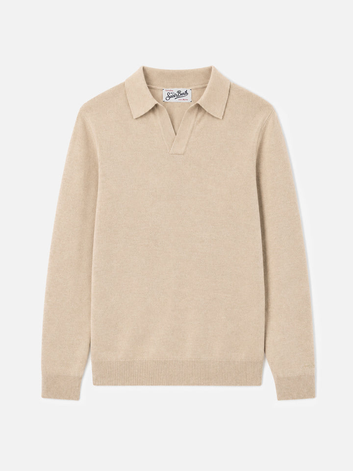 Beiges Polohemd Covent aus 100% MERINO WOOL 