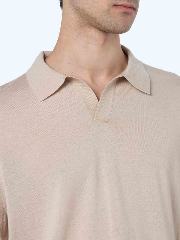 Man beige merino polo Covent