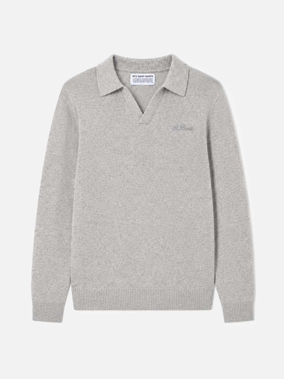 Polo en maille mélange cachemire gris chiné Covent 