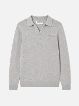 Polo en maille mélange cachemire gris chiné Covent 