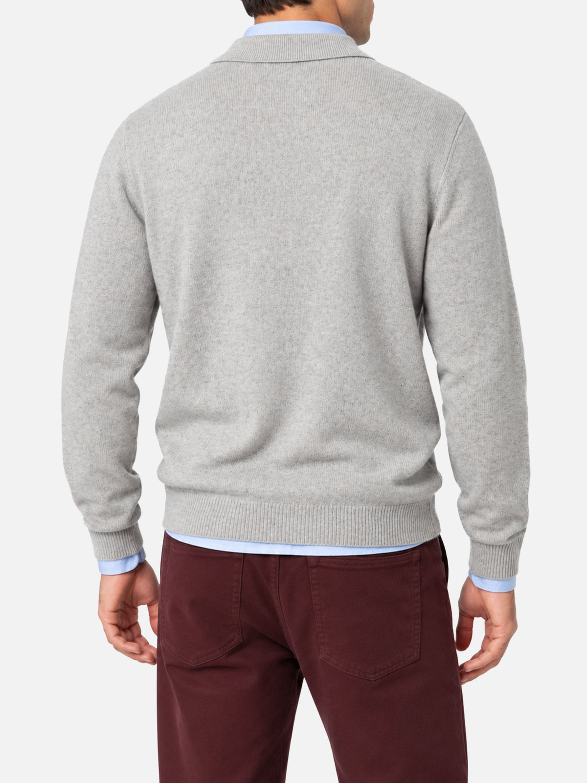 Polo en maille mélange cachemire gris chiné Covent 