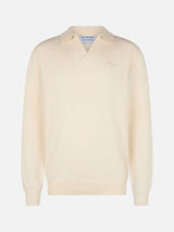 Man white polo collar cashmere blend sweater Covent