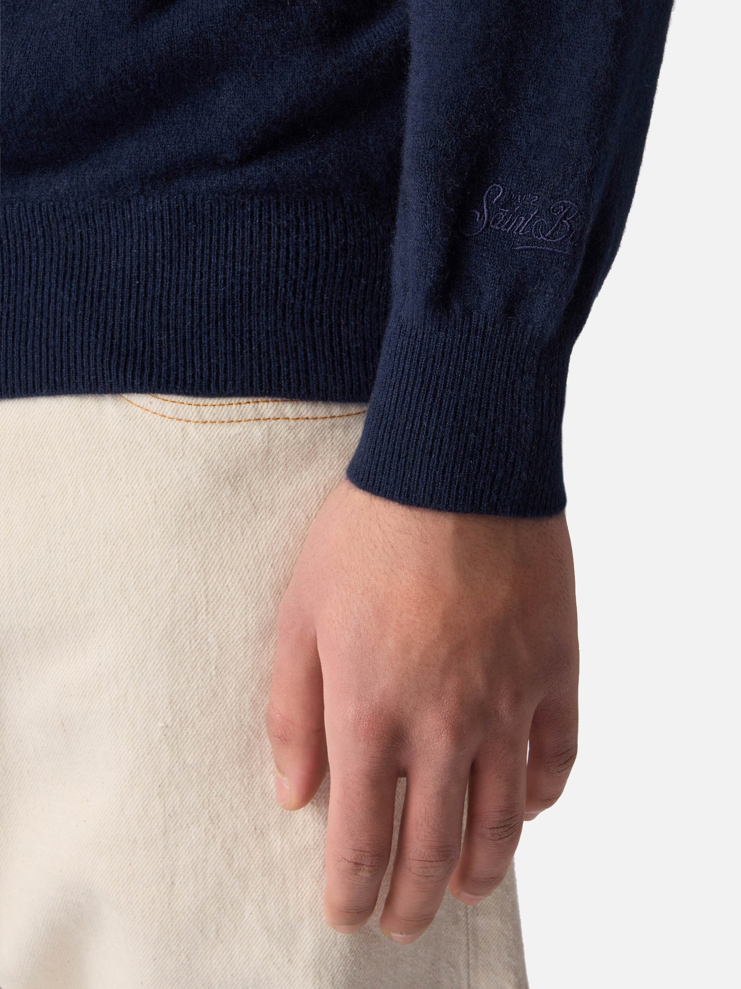 Polo in maglia di cashmere Covent blu notte