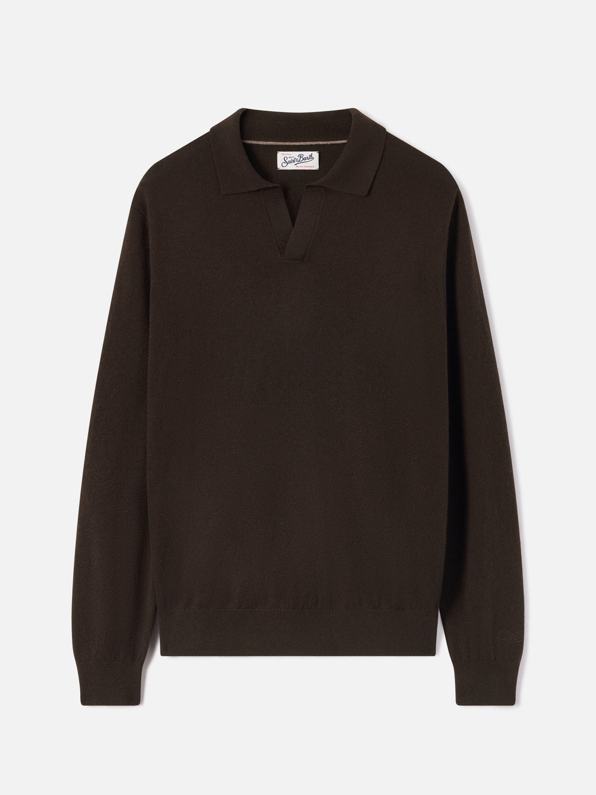 Polo en mélange de laine mérinos et de cachemire Brown Covent 