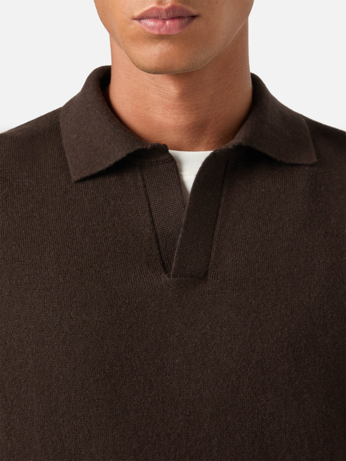 Polo en mélange de laine mérinos et de cachemire Brown Covent 