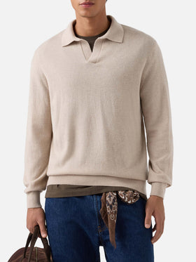 Polo beige de mezcla de lana merino y cachemira Covent 