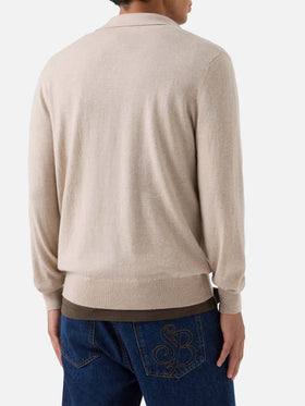 Polo beige de mezcla de lana merino y cachemira Covent 