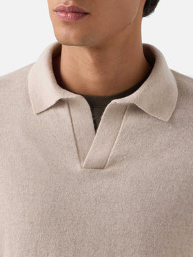 Polo beige de mezcla de lana merino y cachemira Covent 
