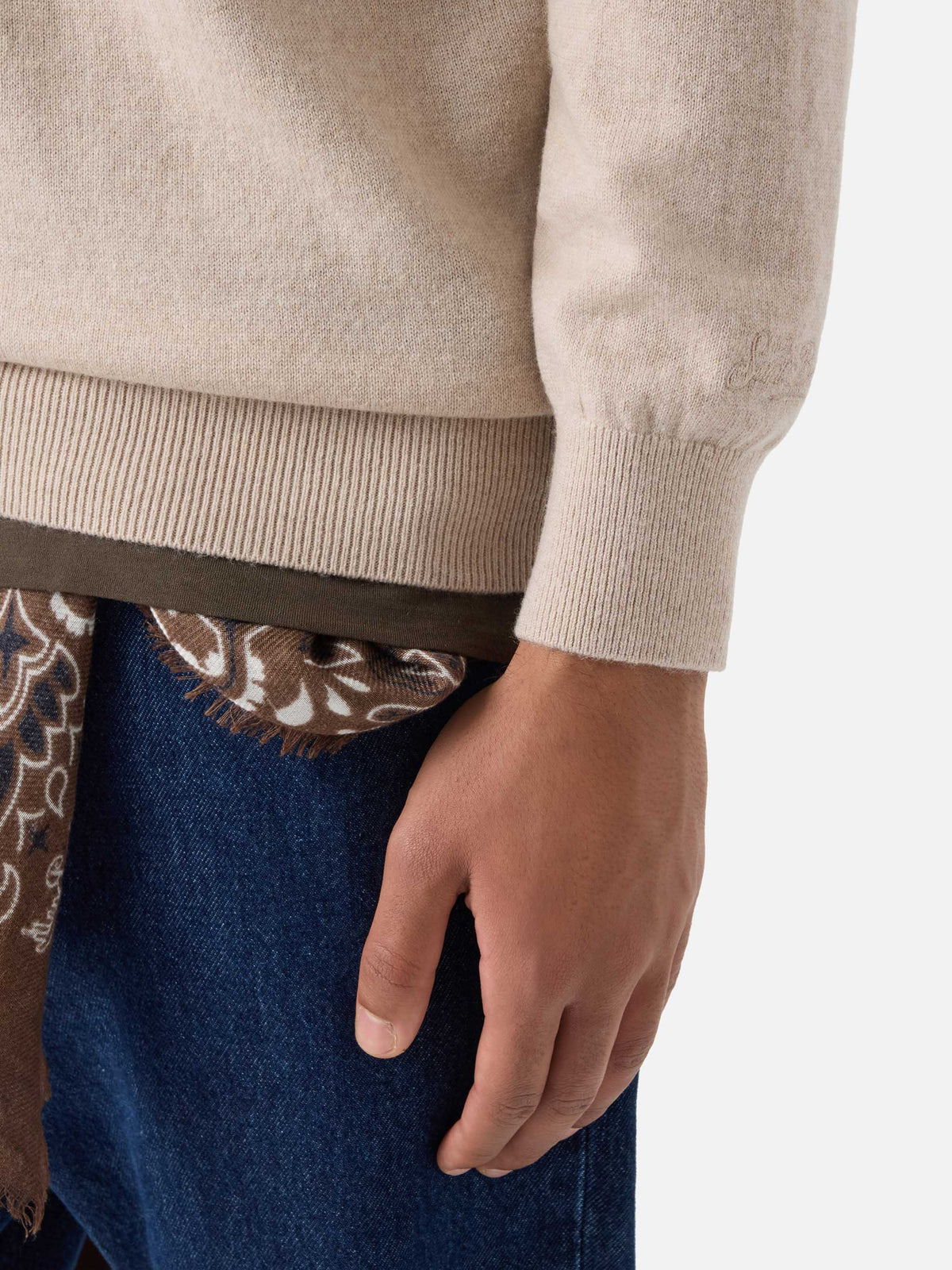 Polo beige de mezcla de lana merino y cachemira Covent 
