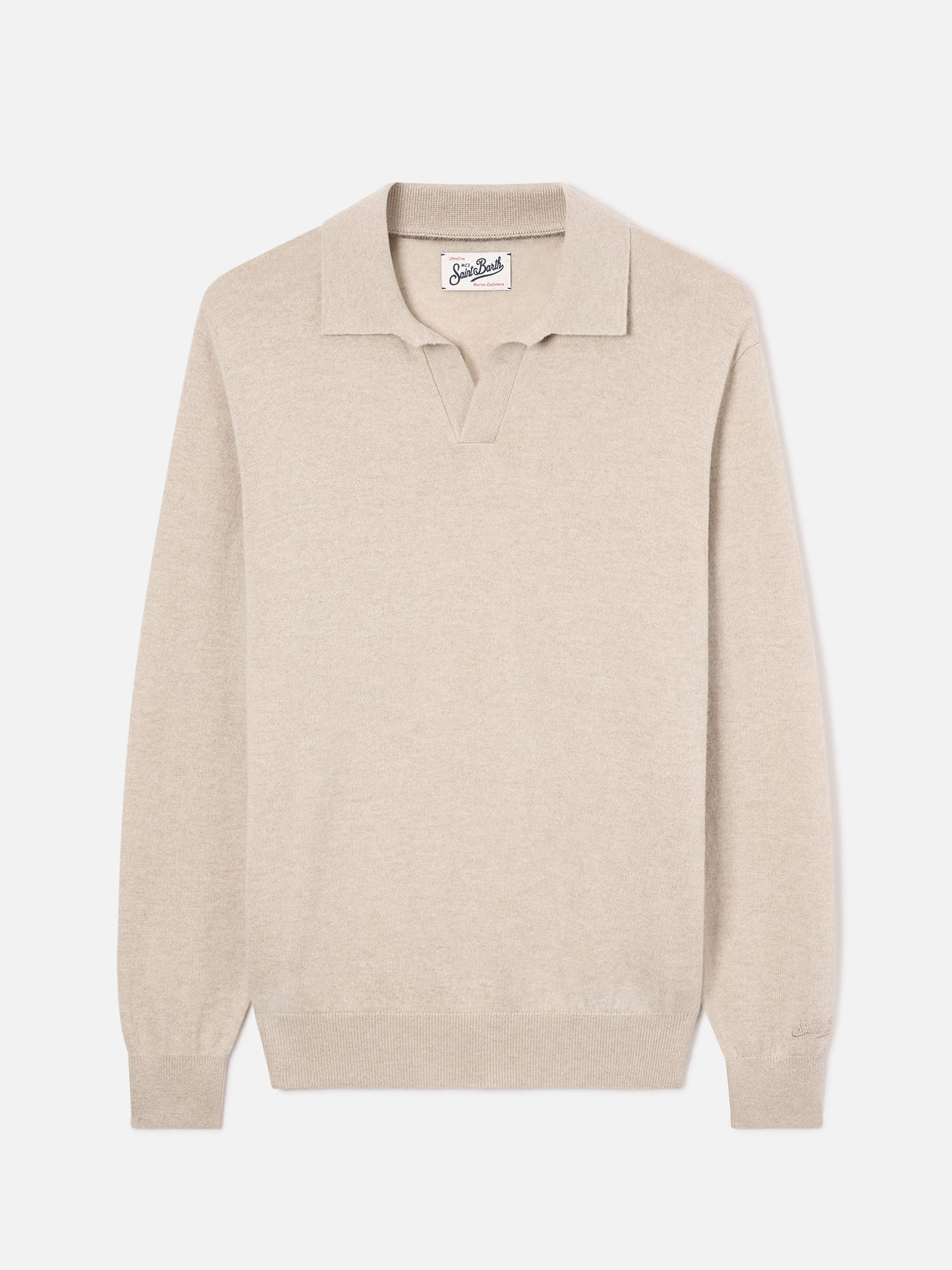 Polo beige de mezcla de lana merino y cachemira Covent 
