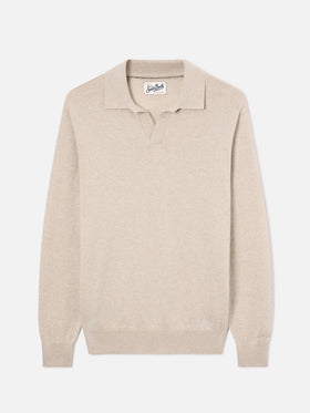 Polo beige de mezcla de lana merino y cachemira Covent 