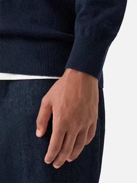 Navy blue Covent merino wool and cashmere blend polo