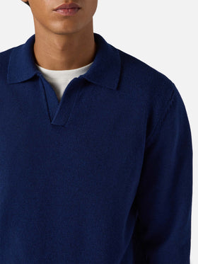 Marineblaues Polohemd aus reiner Wolle von Covent