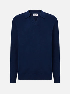 Marineblaues Polohemd aus reiner Wolle von Covent