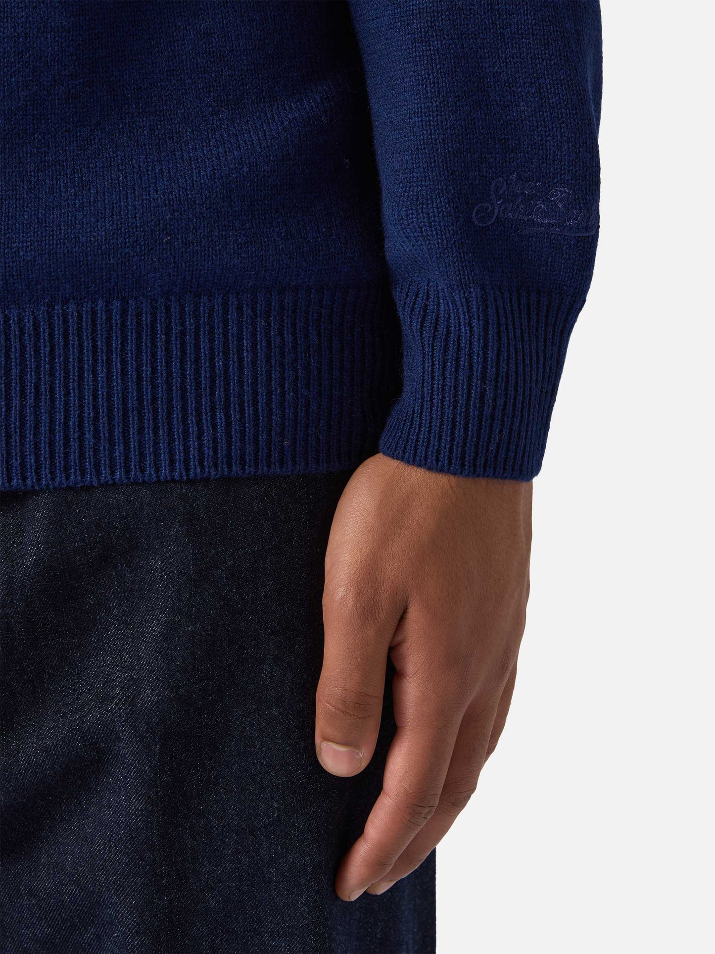 Marineblaues Polohemd aus reiner Wolle von Covent