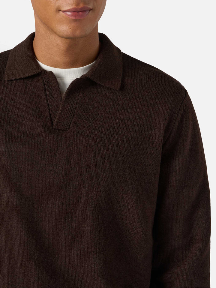 Polo in maglia Covent in pura lana marrone