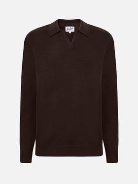 Braunes Strickpolo aus reiner Wolle von Covent