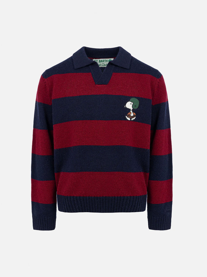 Polo da bambino a righe blu e rosse Covent con stampa Snoopy | EDIZIONE SPECIALE SNOOPY PEANUTS