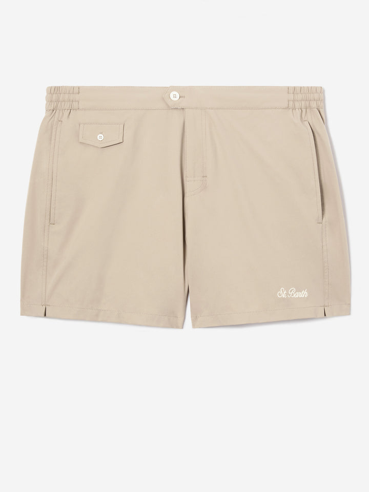 Capferrat swim shorts in beige with embroidered logo