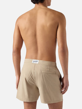 Costume mare Capferrat beige con logo ricamato