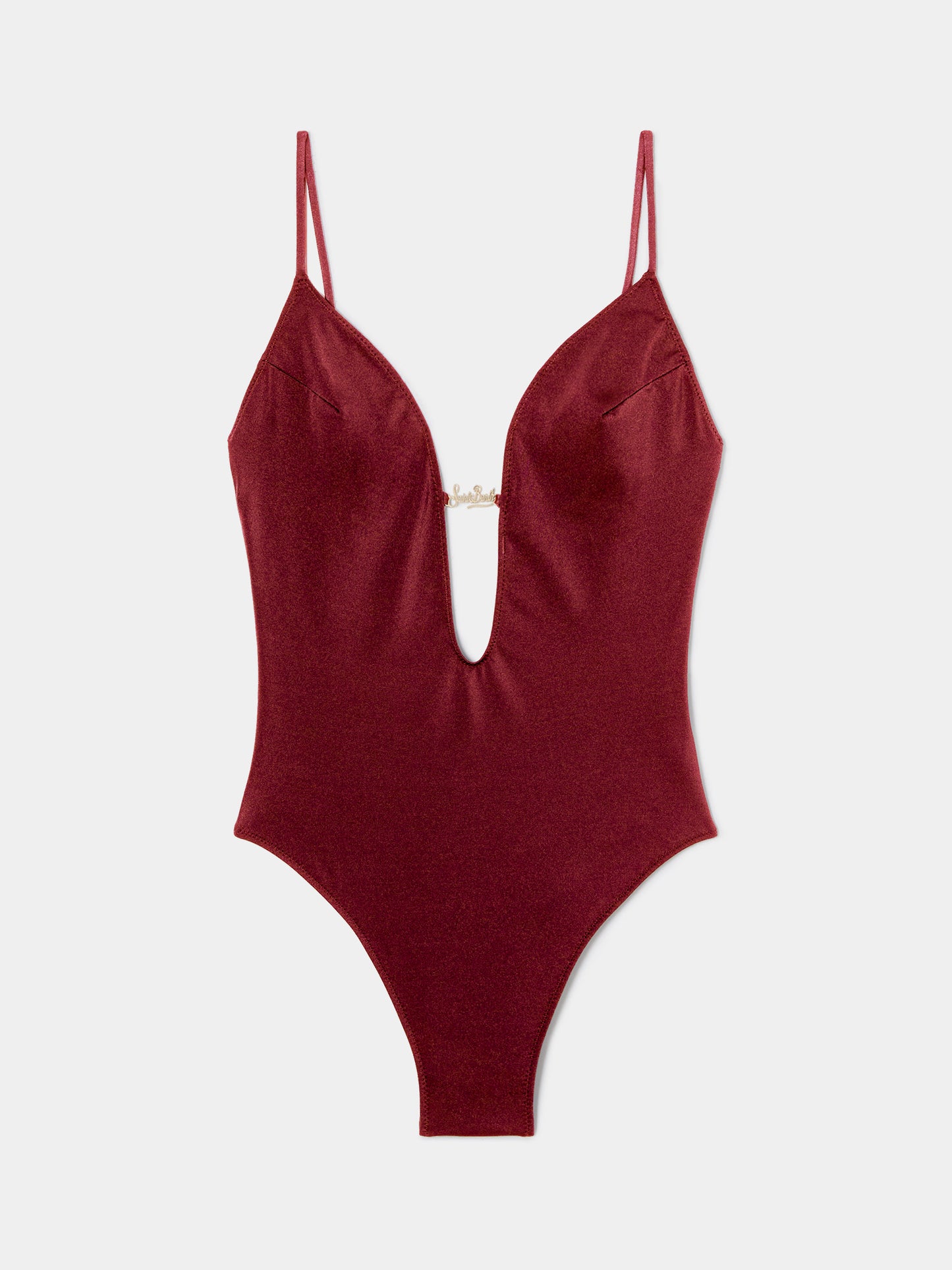Costume intero Crunchy glossy finish bordeaux con charms