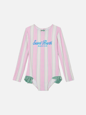 Costume intero Cressy a maniche lunghe con stampa Beach Club