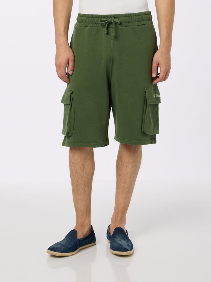 Man military green cargo short pants Cargy - MC2 Saint Barth