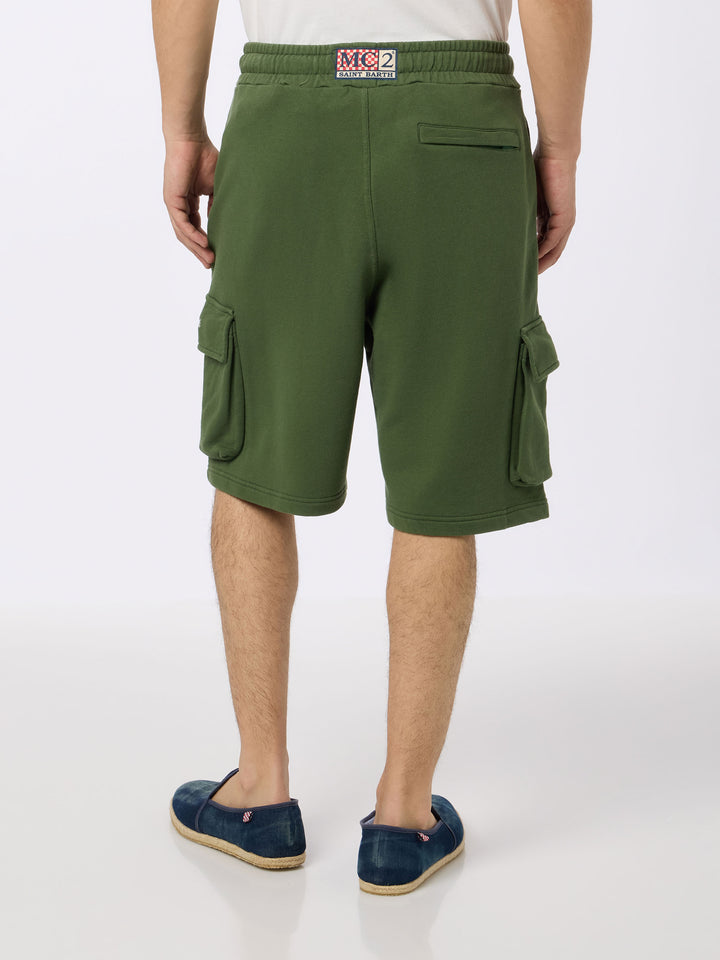 Man military green cargo short pants Cargy - MC2 Saint Barth