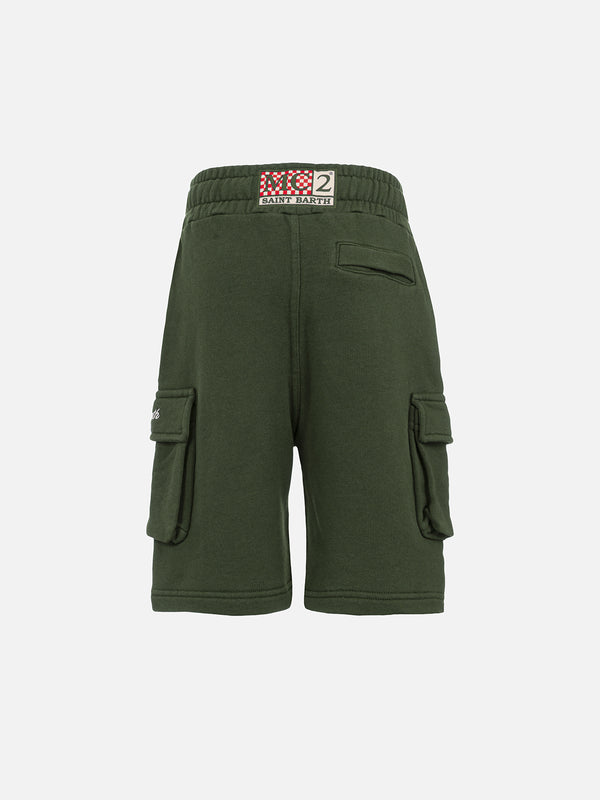 Pantaloncini cargo da bambino verde militare Cargy
