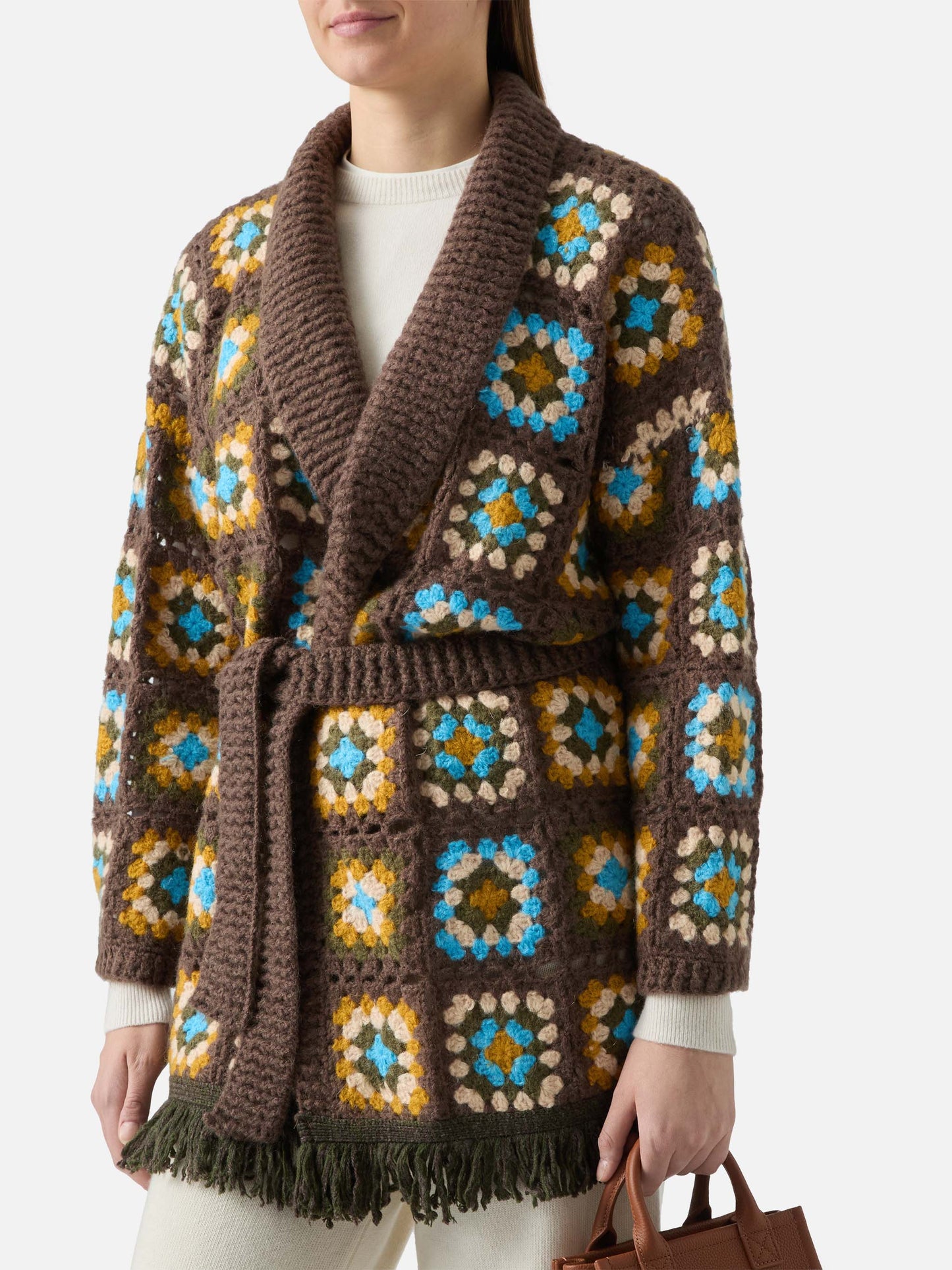 Cardigan Cristabel in crochet con cintura