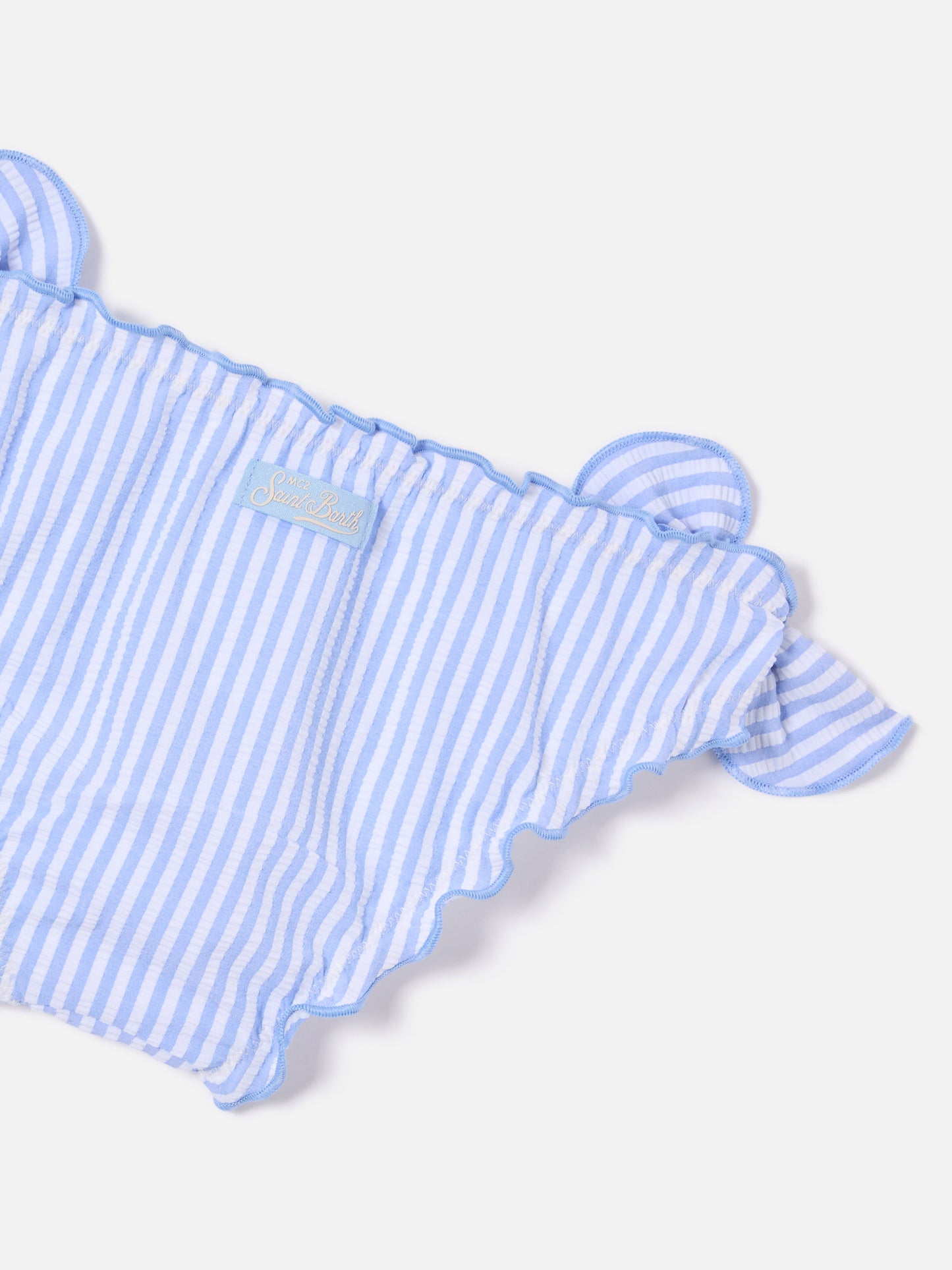 Cric hellblau gestreifte Seersucker-Badehose 