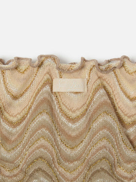 Cric gold tone raschel swim briefs with wave motif