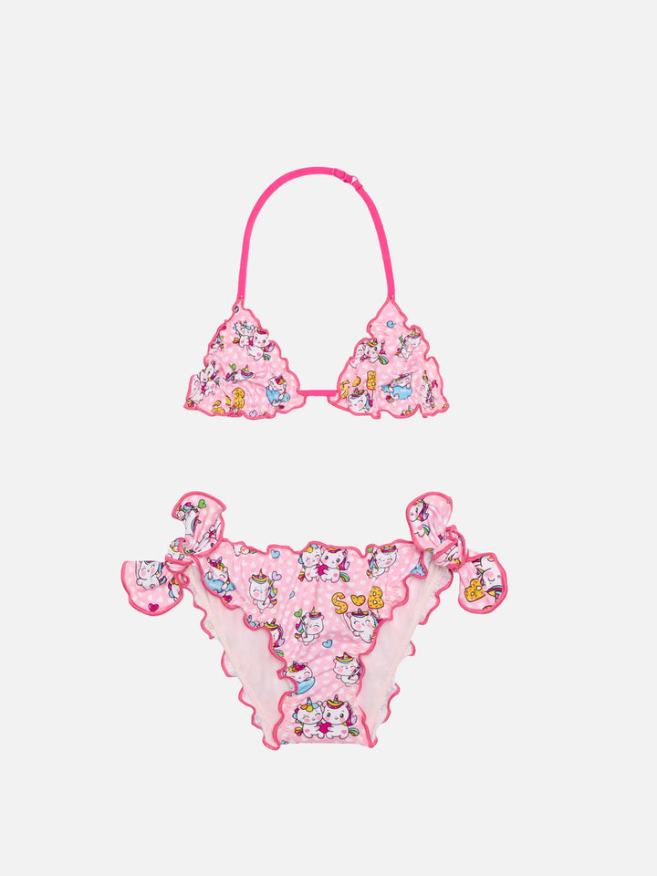 Mädchen-Triangel-Bikini mit Einhorn-Print