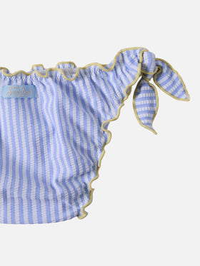 Bikini a triangolo seersucker Cris con stampaa righe