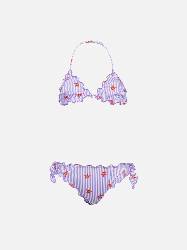 Girl classic triangle bikini Cris with seastars print - MC2 Saint Barth