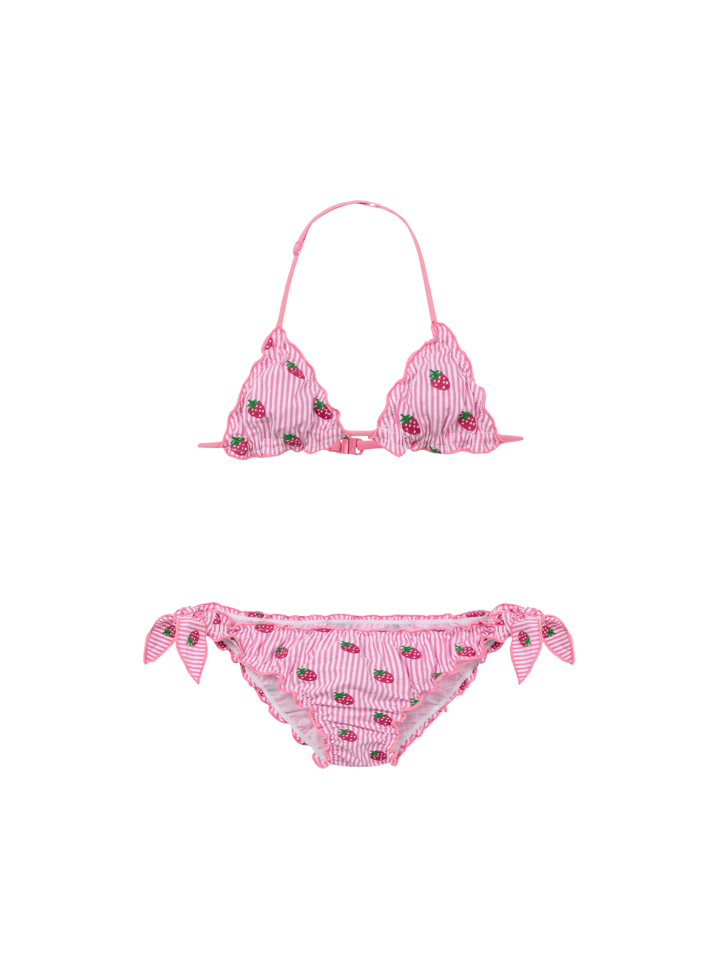 Cris classic seersucker triangle bikini with striped print and embroidery - MC2 Saint Barth