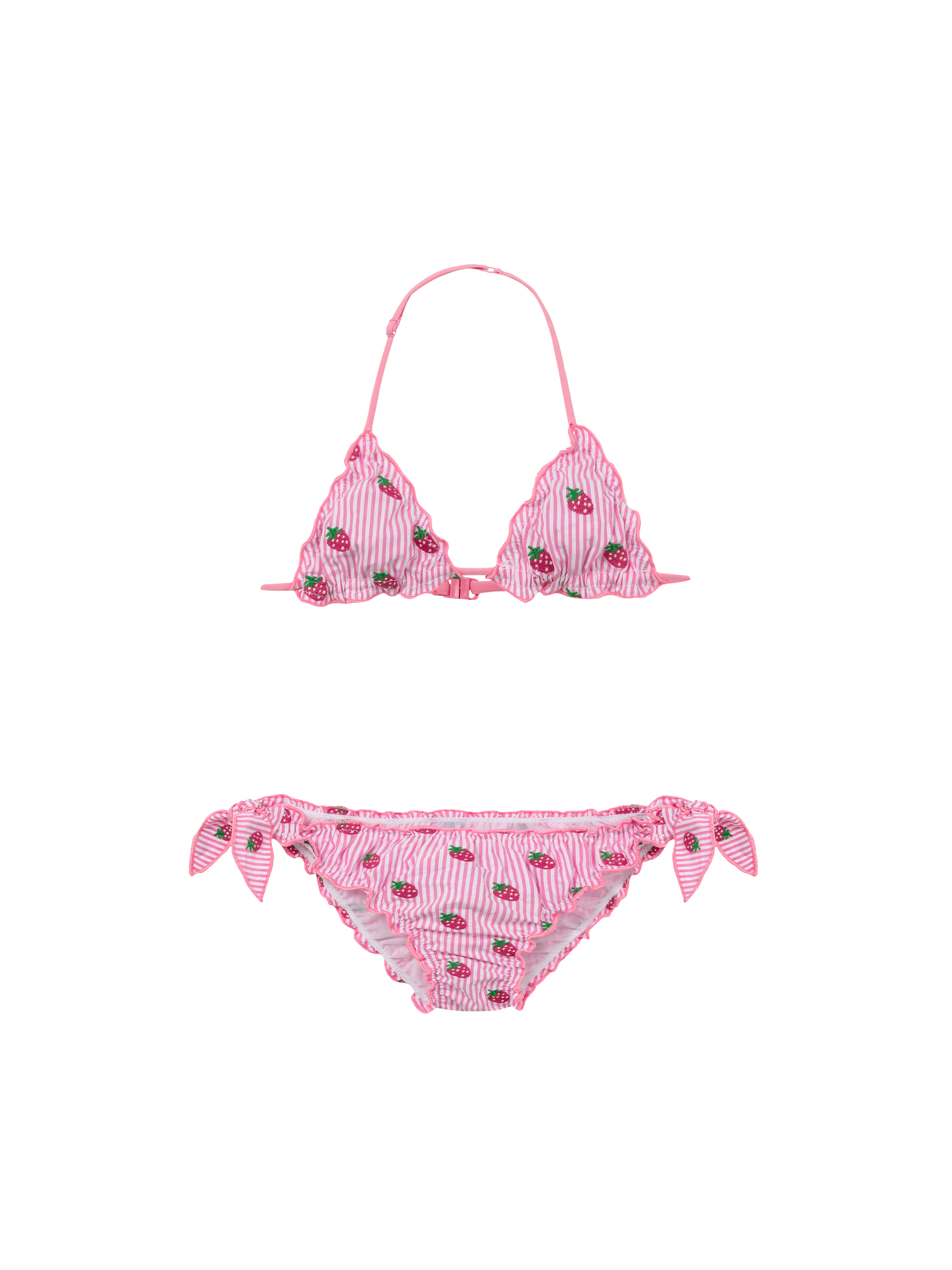 Cris classic seersucker triangle bikini with striped print and embroidery - MC2 Saint Barth