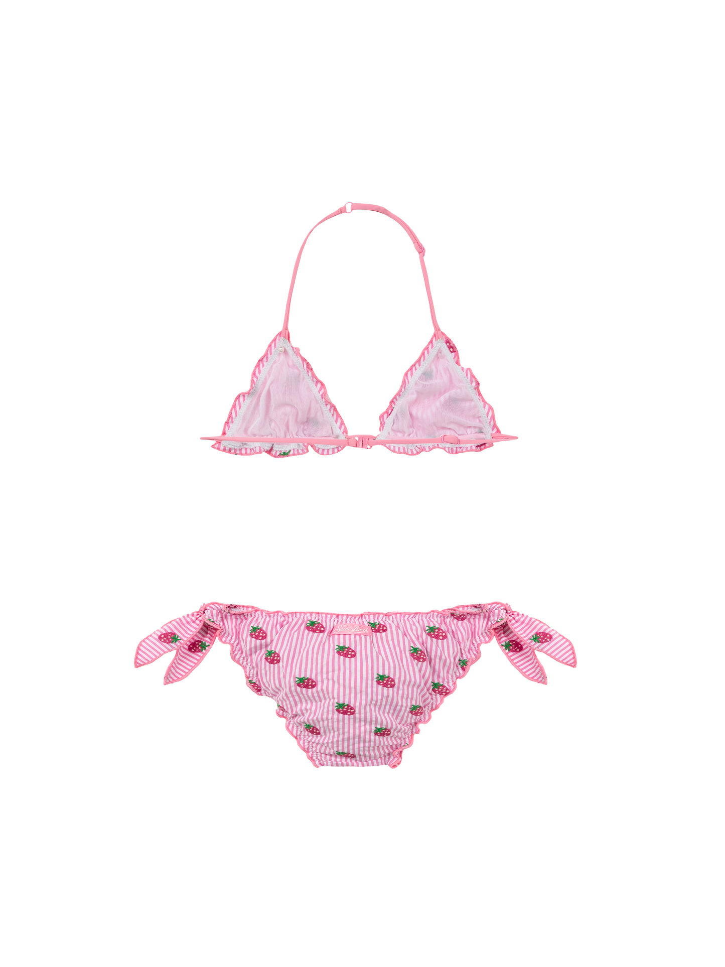 Cris classic seersucker triangle bikini with striped print and embroidery - MC2 Saint Barth