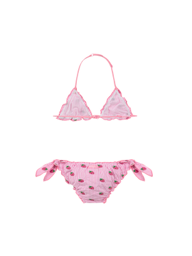 Cris classic seersucker triangle bikini with striped print and embroidery - MC2 Saint Barth