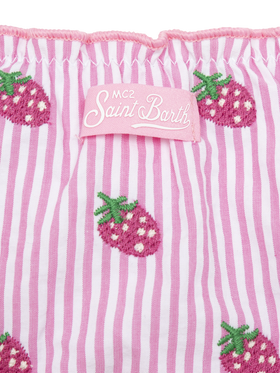 Cris classic seersucker triangle bikini with striped print and embroidery - MC2 Saint Barth