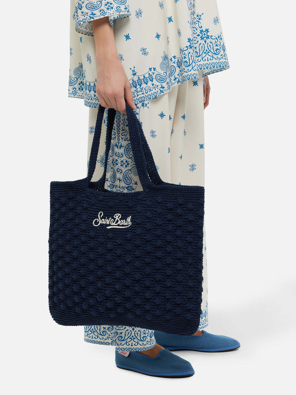 Marineblaue Häkeltasche