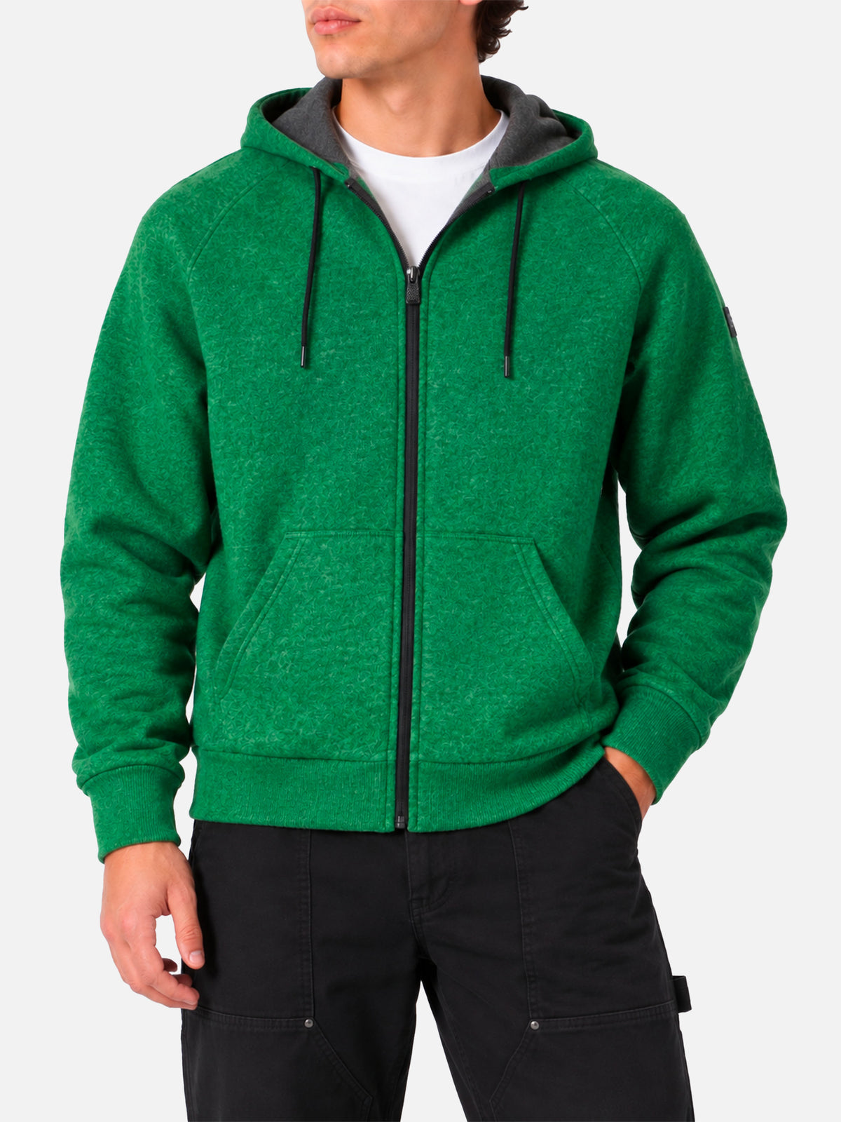 Sudadera Carrel de tejido técnico en color verde liso 