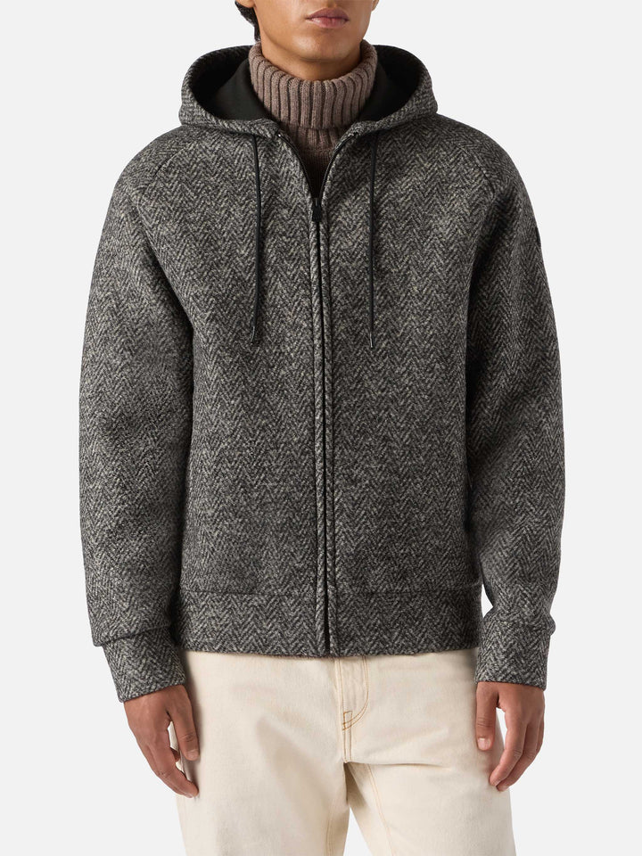 Giacca Carrell Wool spigata con zip e cappuccio