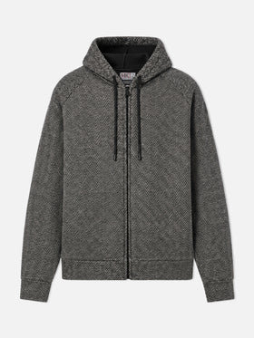 Chaqueta Carrell de lana en espiga con cremallera y capucha 
