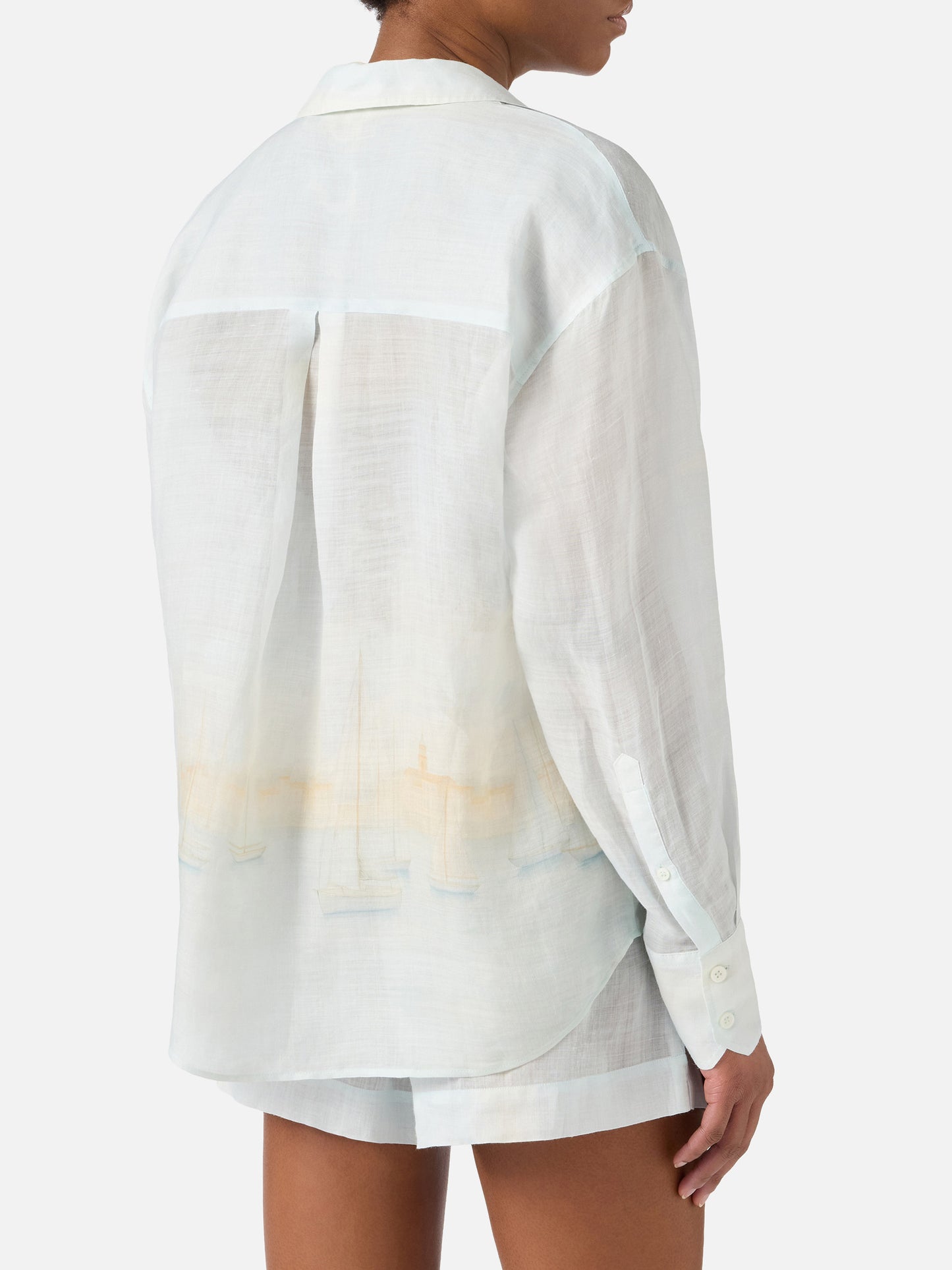 Camicia Cristal in ramie con stampa St. Tropez