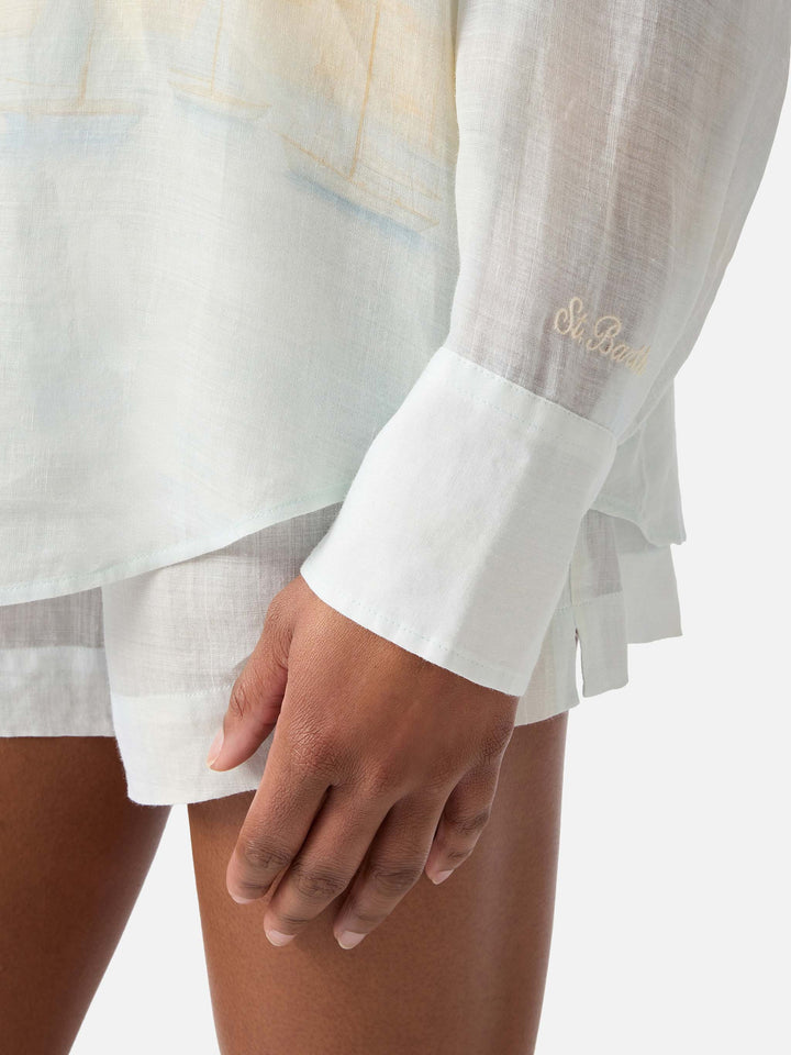 Camicia Cristal in ramie con stampa St. Tropez