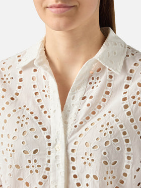 Camicia Cristal in cotone sangallo bianco